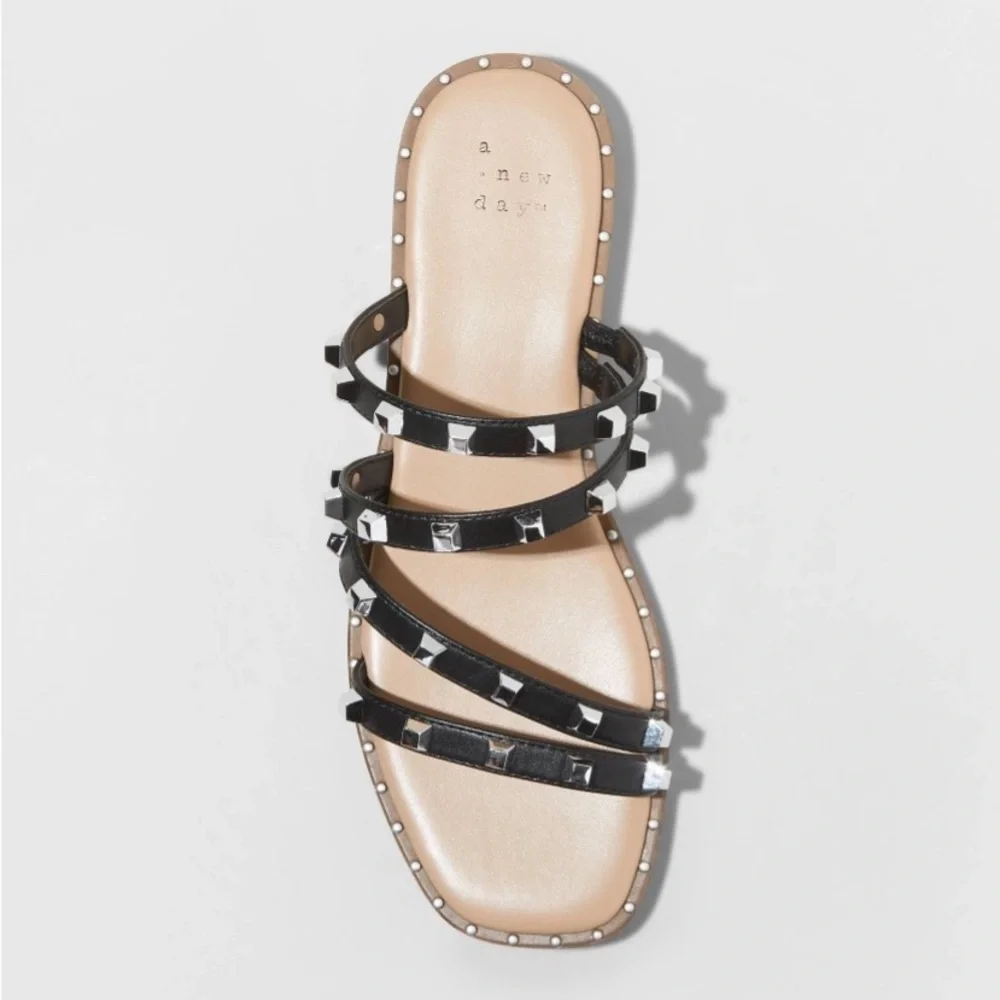 Women's Hollis Embellished Slide Sandals - A New Day™ Black 6 nwt